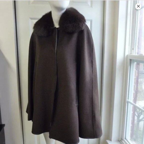 WOLFIE FURS Made For Generations™Fox Fur-Trimmed Cape - Picture 4 of 10